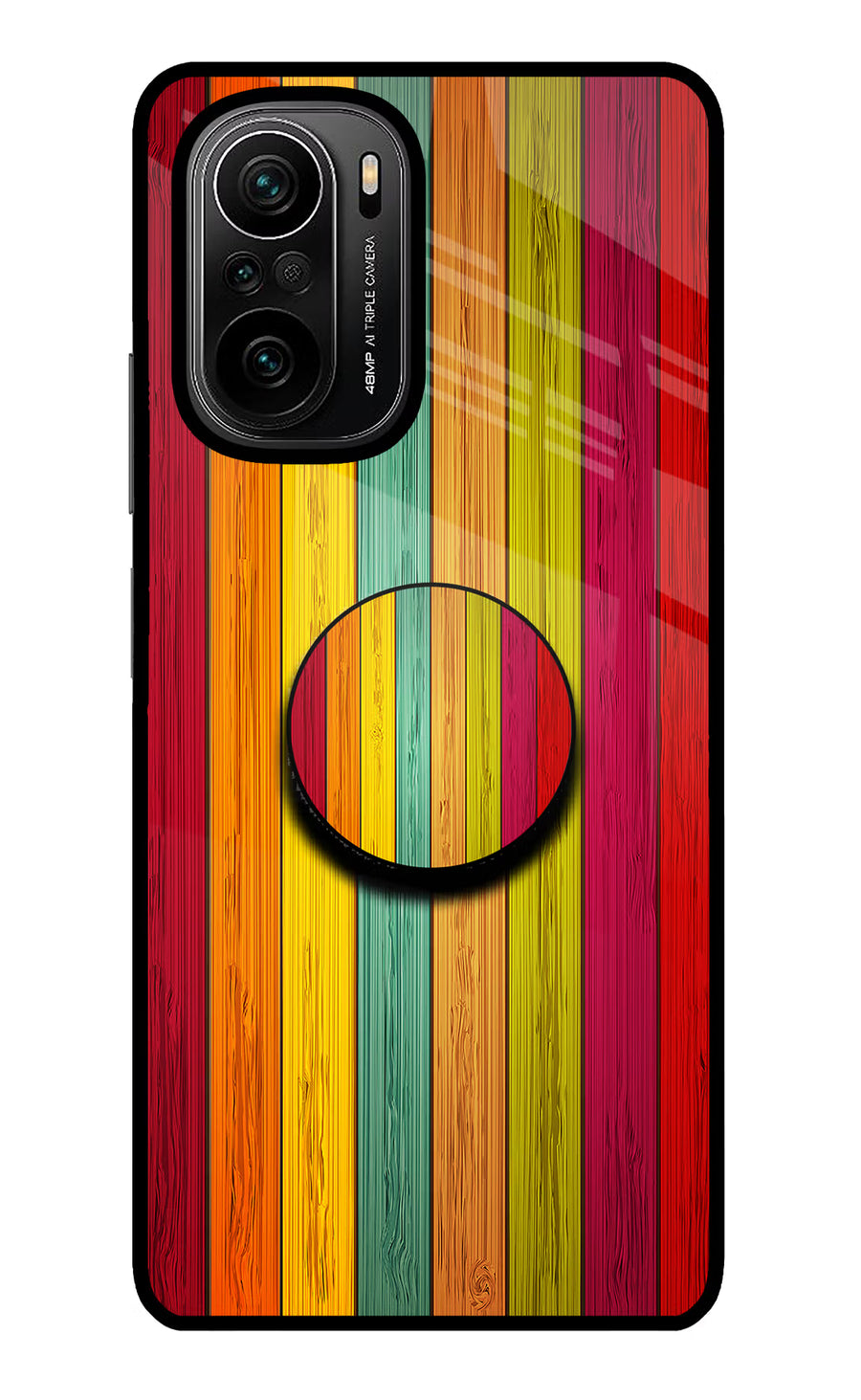 Multicolor Wooden Mi 11X/11X Pro Pop Case, Glass case