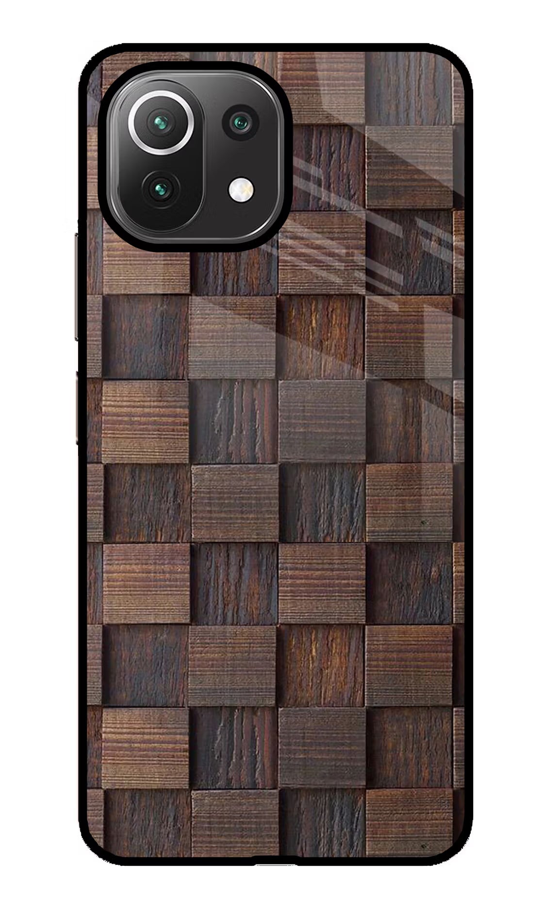 Wooden Cube Design Mi 11 Lite Glass Case Back Cover by Casekaro
