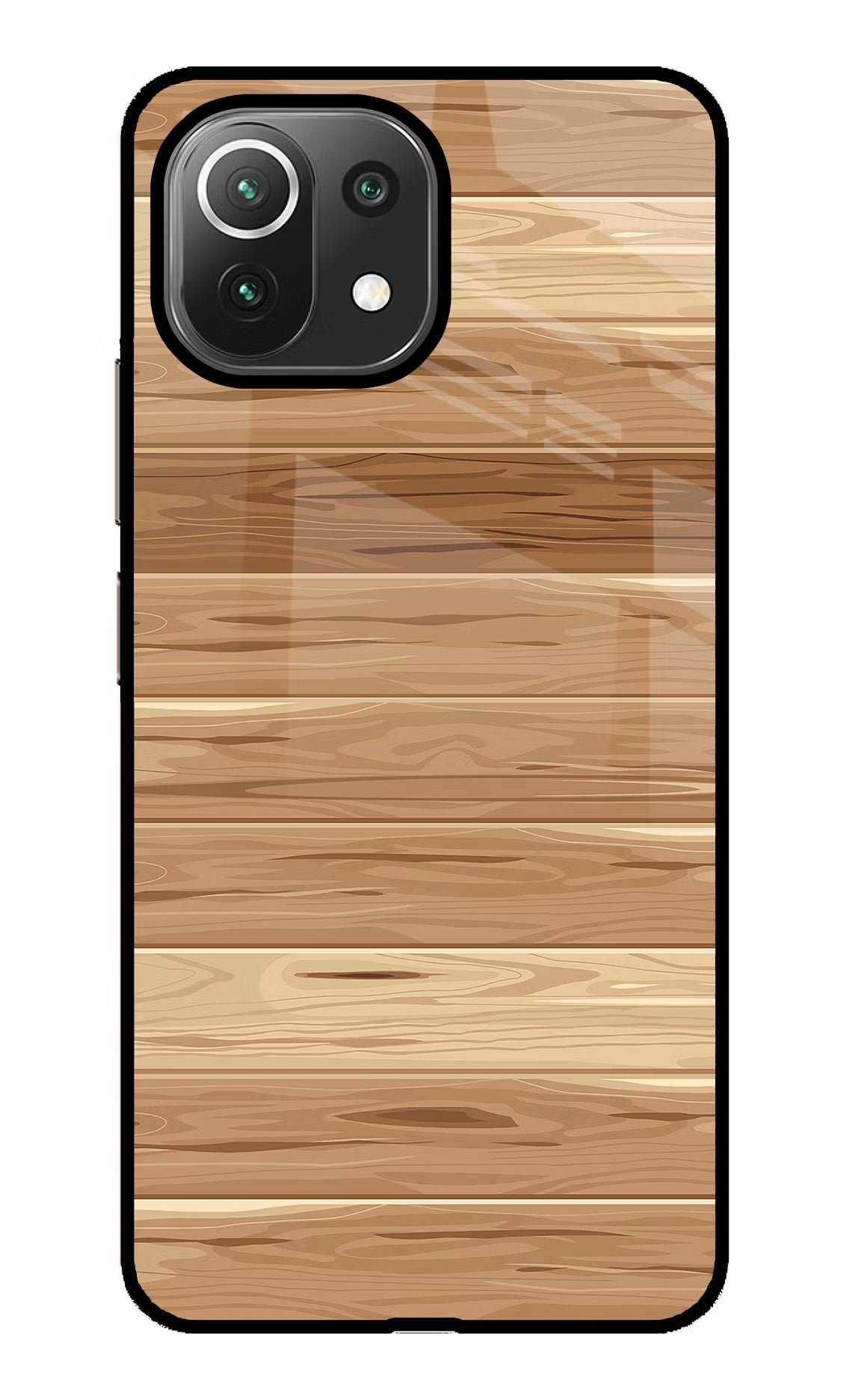 Wooden Vector Mi 11 Lite Glass Case Back Cover by Casekaro