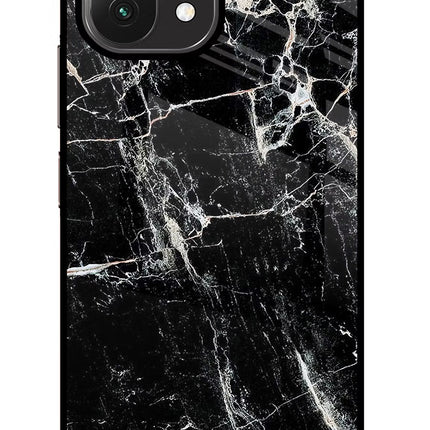 Black Marble Texture Mi 11 Lite Glass Case Back Cover by Casekaro