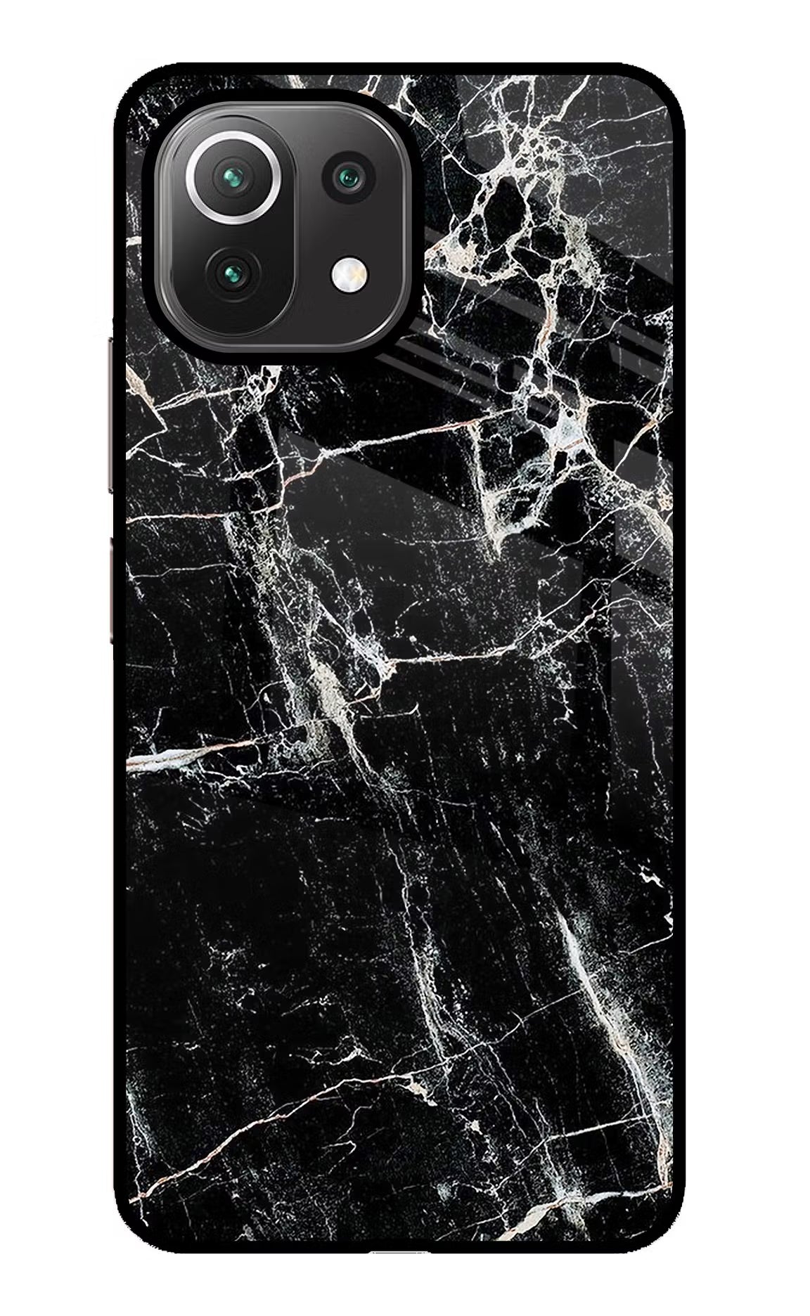 Black Marble Texture Mi 11 Lite Glass Case Back Cover by Casekaro