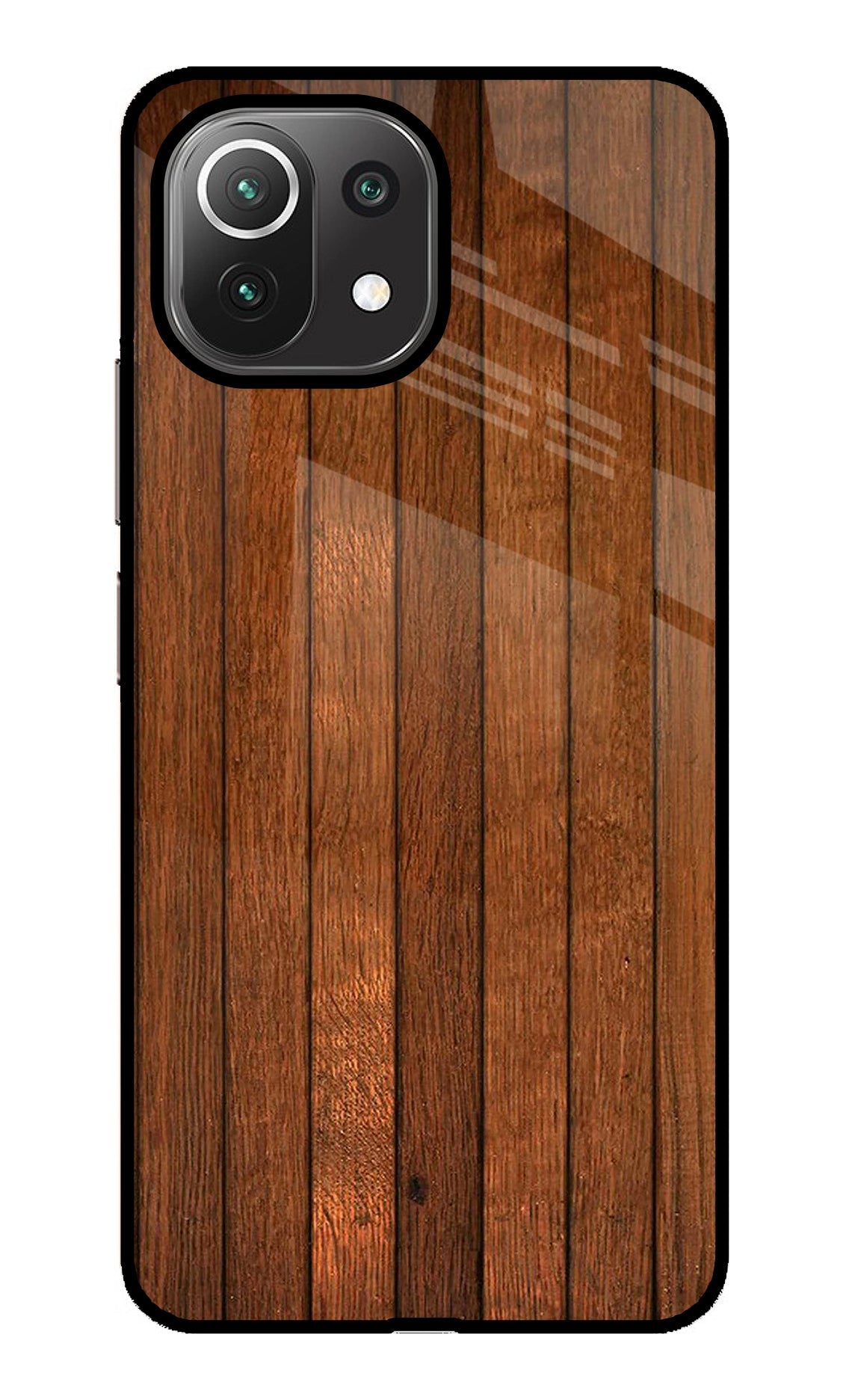 Wooden Artwork Bands Mi 11 Lite Glass Case