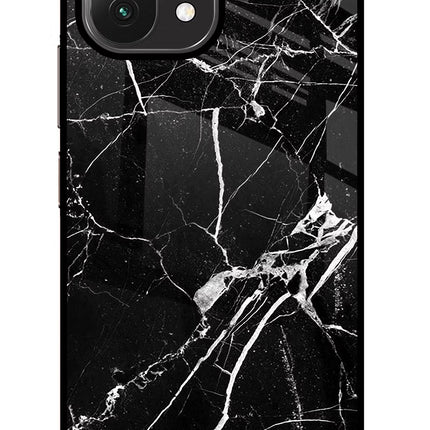 Black Marble Pattern Mi 11 Lite Glass Case Back Cover by Casekaro