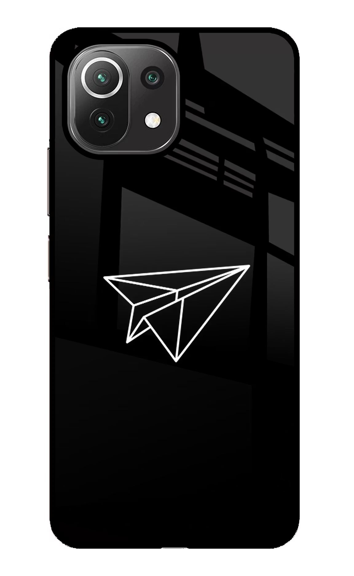 Paper Plane White Mi 11 Lite Glass Case Back Cover by Casekaro