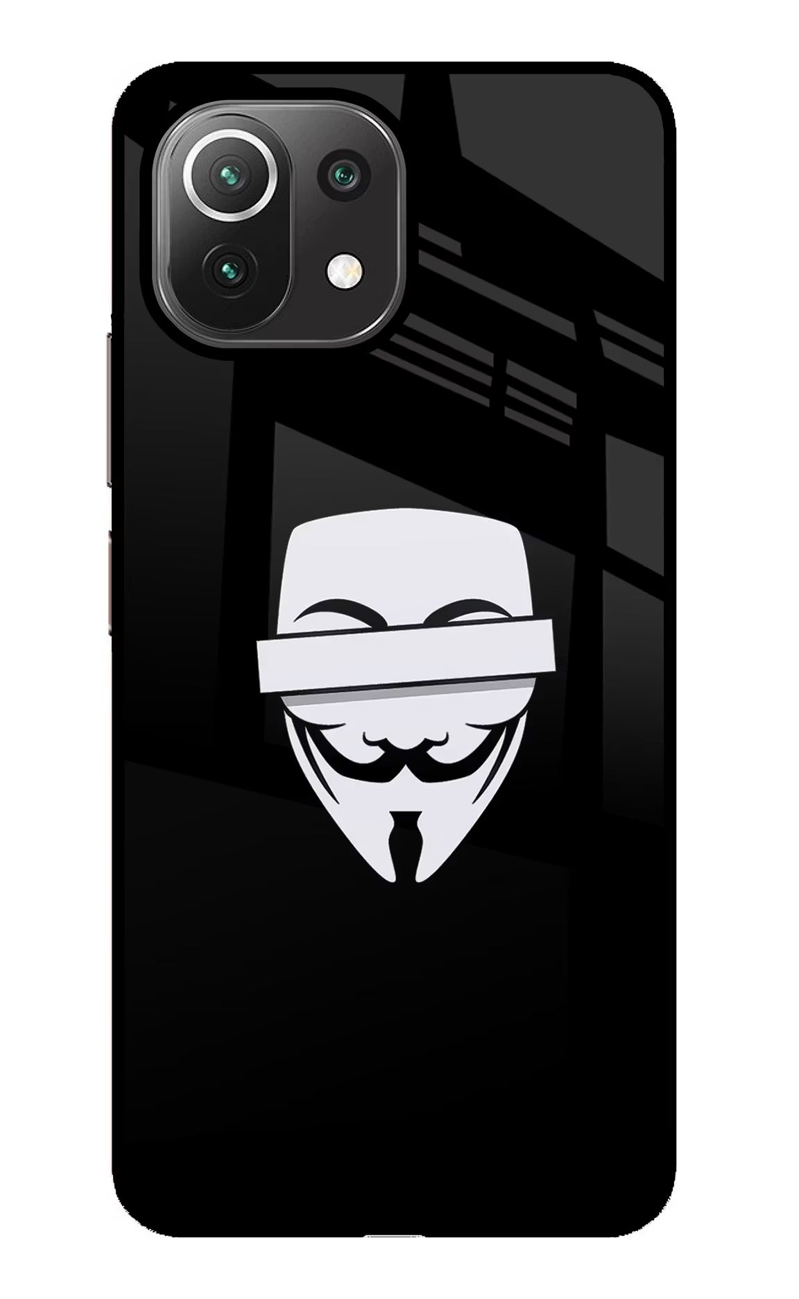 Anonymous Face Mi 11 Lite Glass Case Back Cover by Casekaro