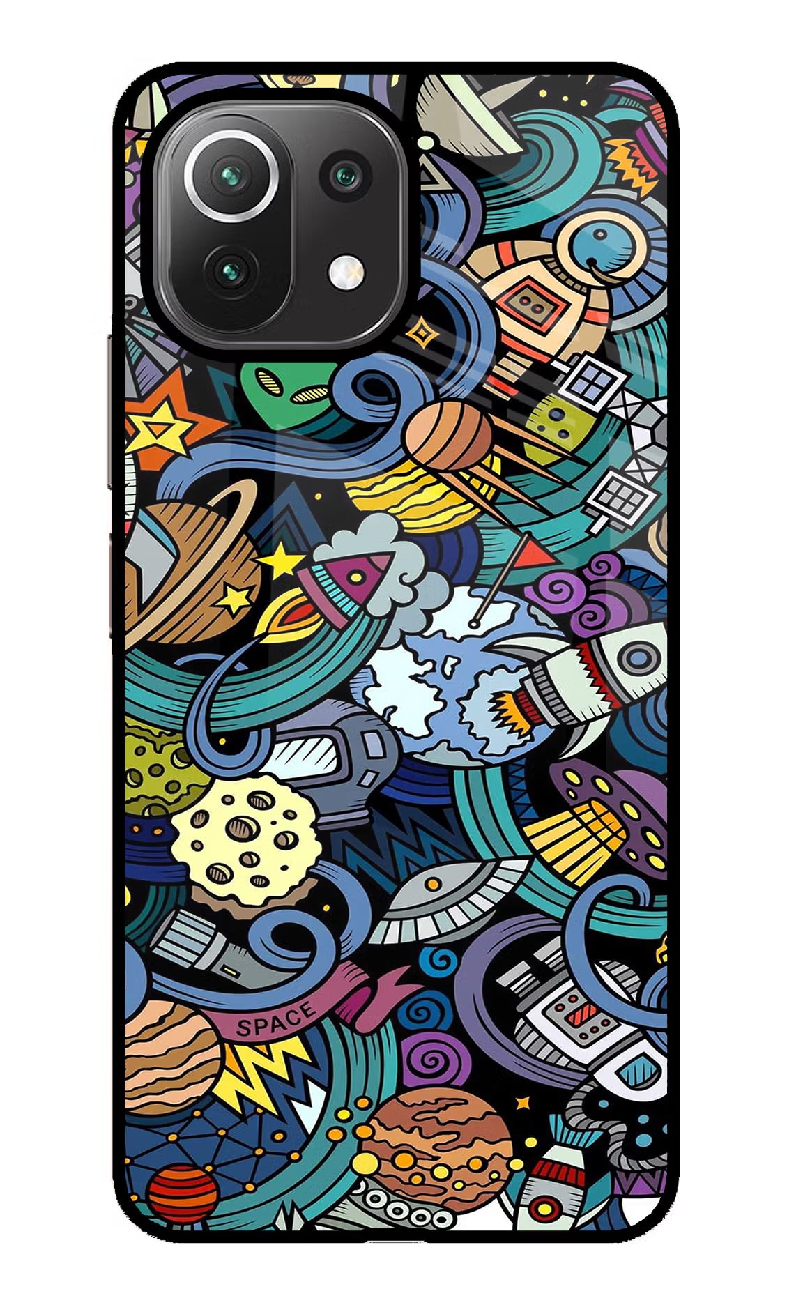 Space Abstract Mi 11 Lite Glass Case Back Cover by Casekaro