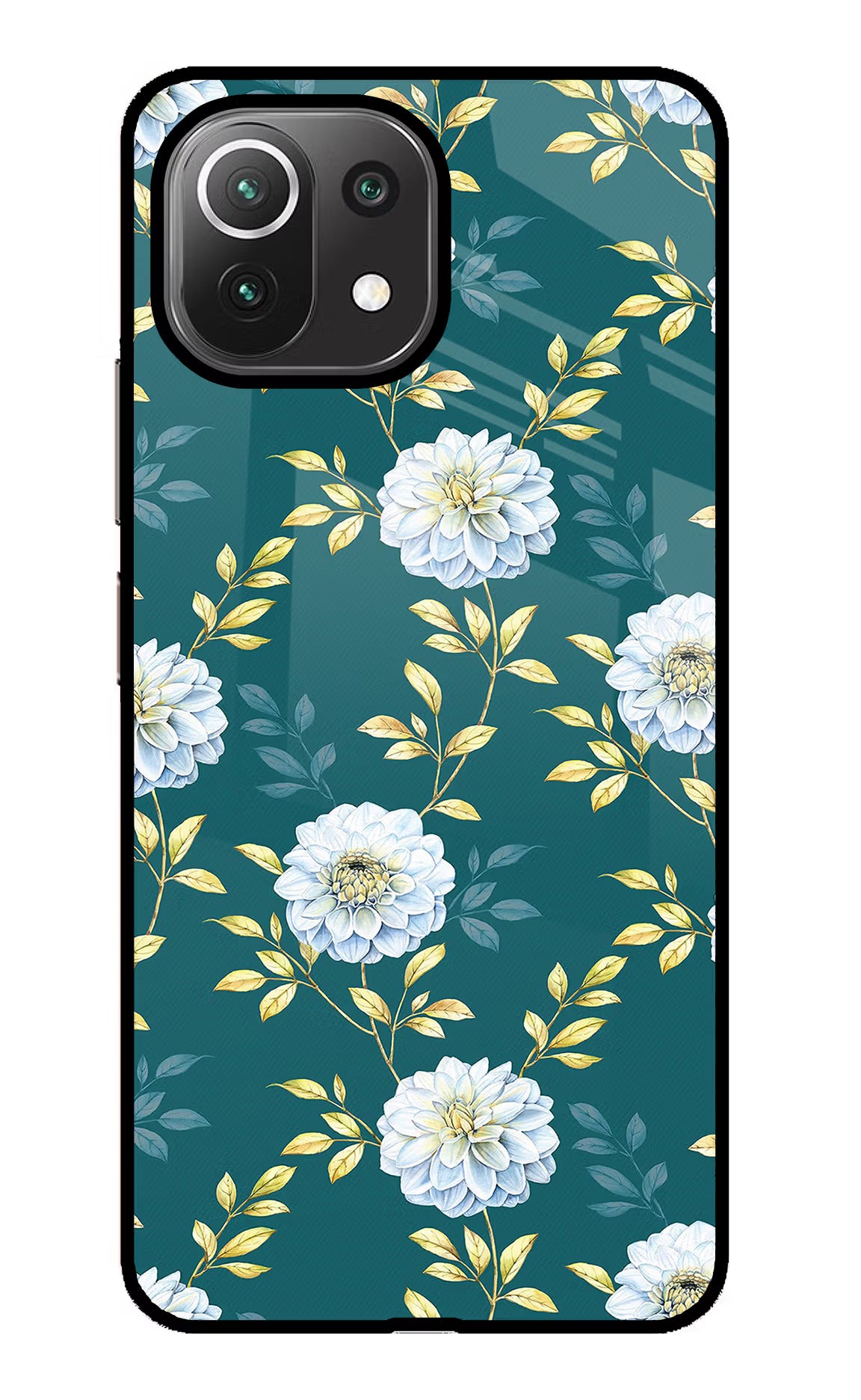 Flowers Mi 11 Lite Glass Case Back Cover by Casekaro