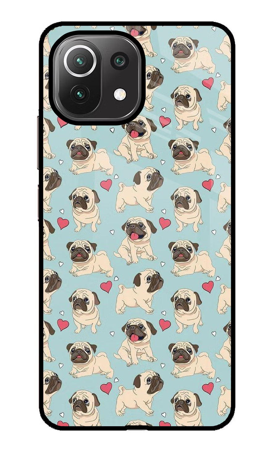 Pug Dog Mi 11 Lite Back Cover, Glass case