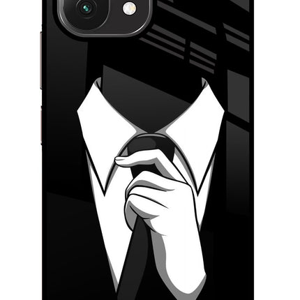 Black Tie Mi 11 Lite Glass Case Back Cover by Casekaro