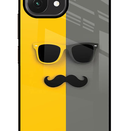 Sunglasses with Mustache Mi 11 Lite Glass Case Back Cover by Casekaro