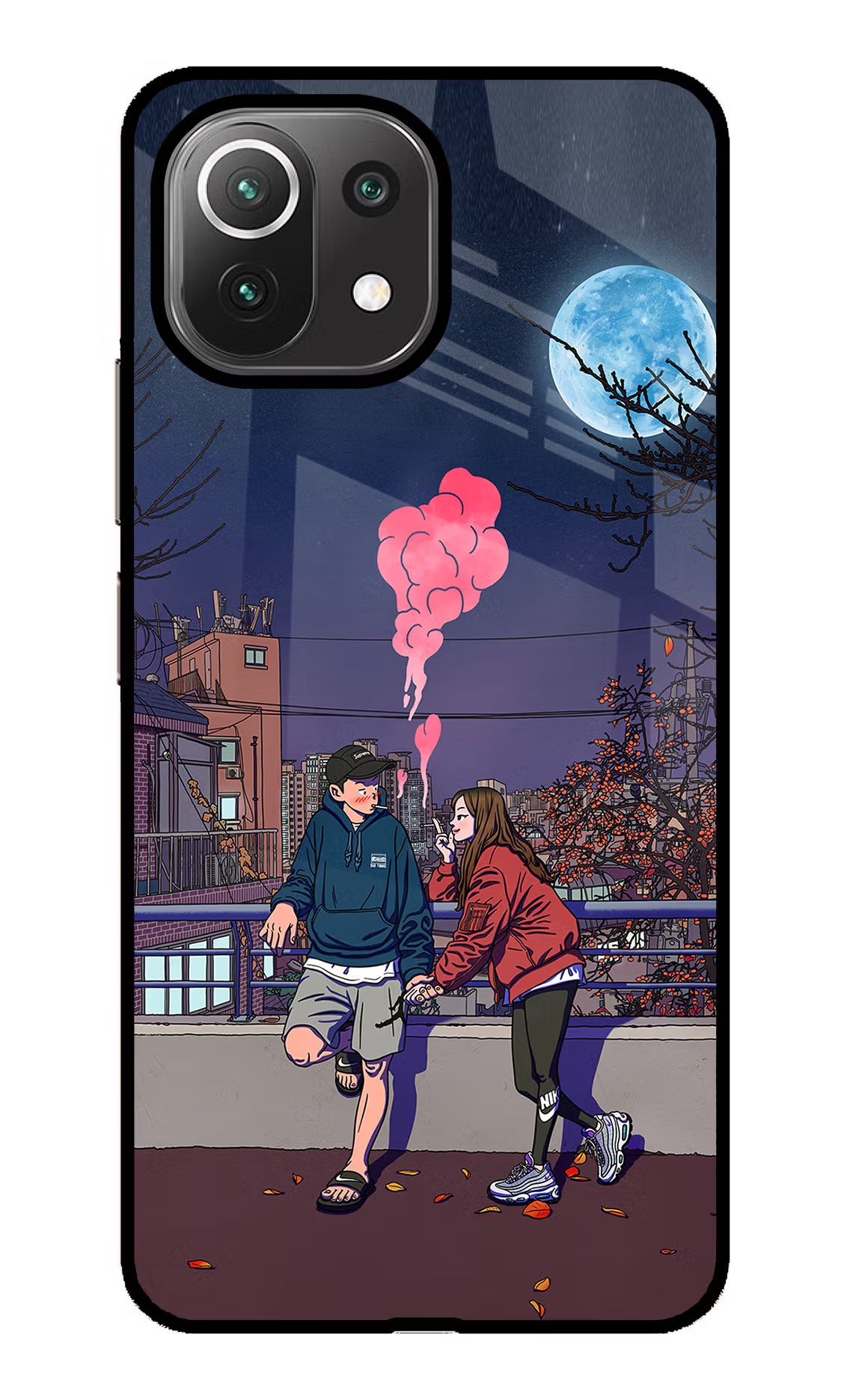 Chilling Couple Mi 11 Lite Glass Case Back Cover by Casekaro