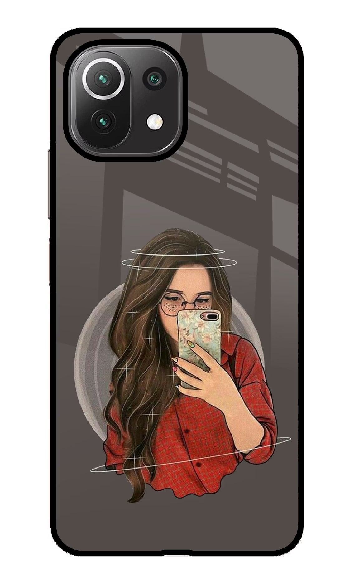 Selfie Queen Mi 11 Lite Glass Case Back Cover by Casekaro