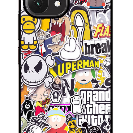Sticker Bomb Mi 11 Lite Glass Case Back Cover by Casekaro