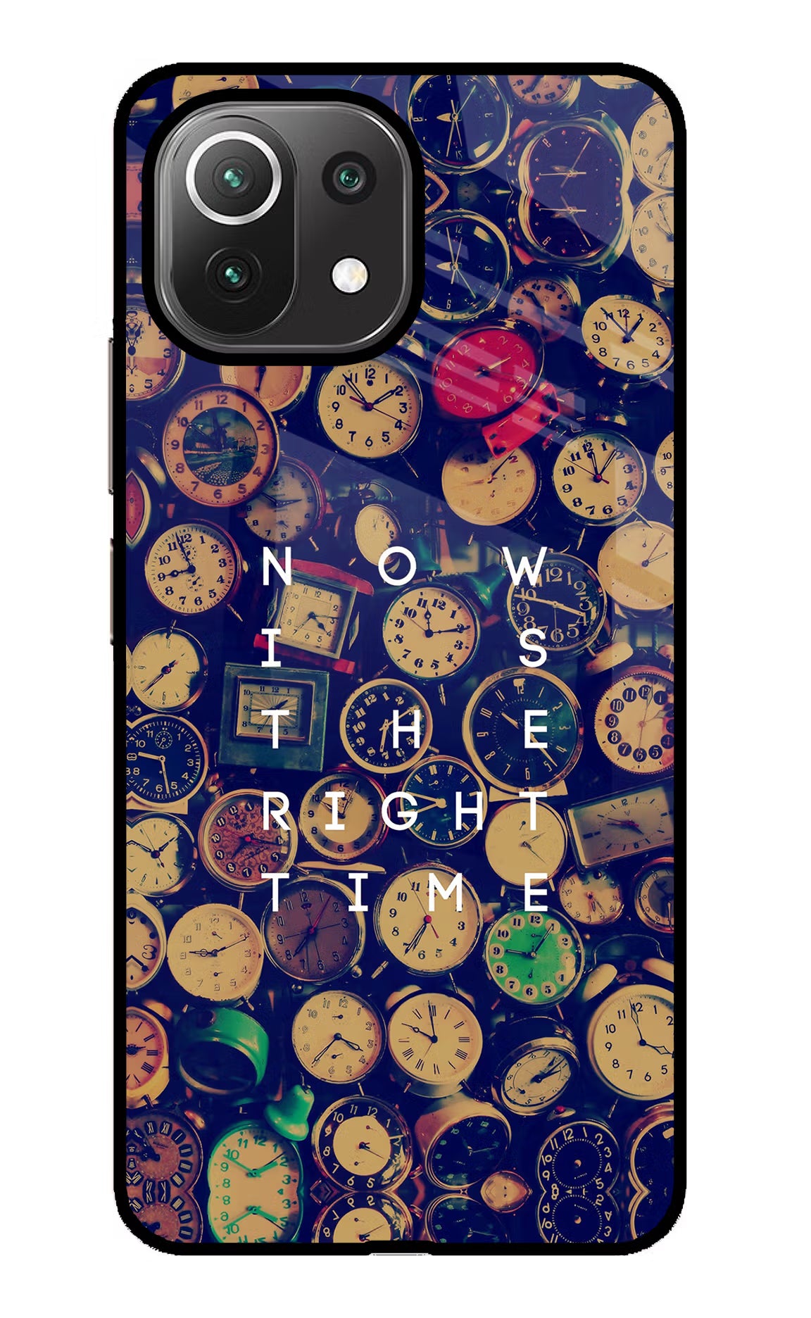 Now is the Right Time Quote Mi 11 Lite Glass Case Back Cover by Casekaro