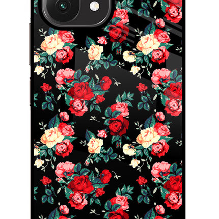Rose Pattern Mi 11 Lite Glass Case Back Cover by Casekaro