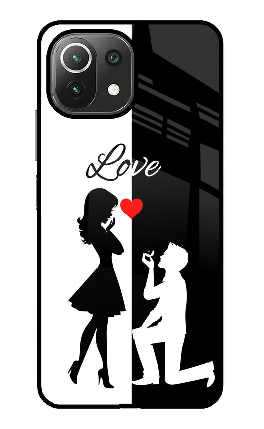 Love Propose Black And White Mi 11 Lite Glass Case