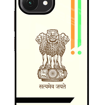 Satyamev Jayate Brown Logo Mi 11 Lite Glass Case Back Cover by Casekaro