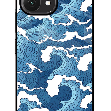 Blue Waves Mi 11 Lite Glass Case Back Cover by Casekaro