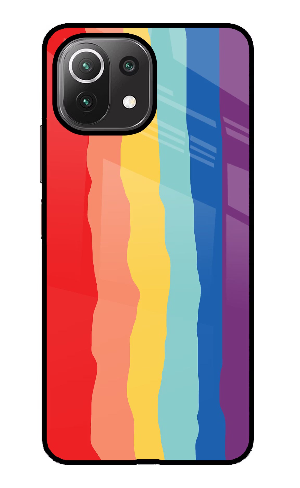 Rainbow Mi 11 Lite Glass Case Back Cover by Casekaro