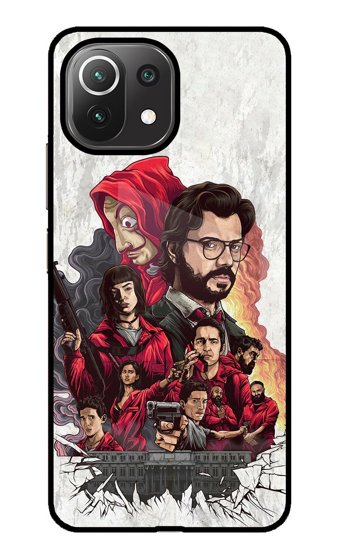 Money Heist Artwork Mi 11 Lite Glass Case