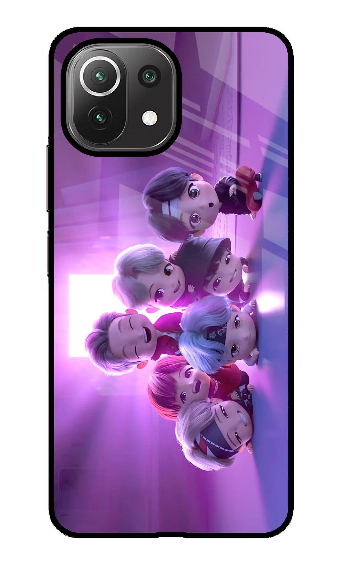 BTS Chibi Mi 11 Lite Glass Case Back Cover by Casekaro