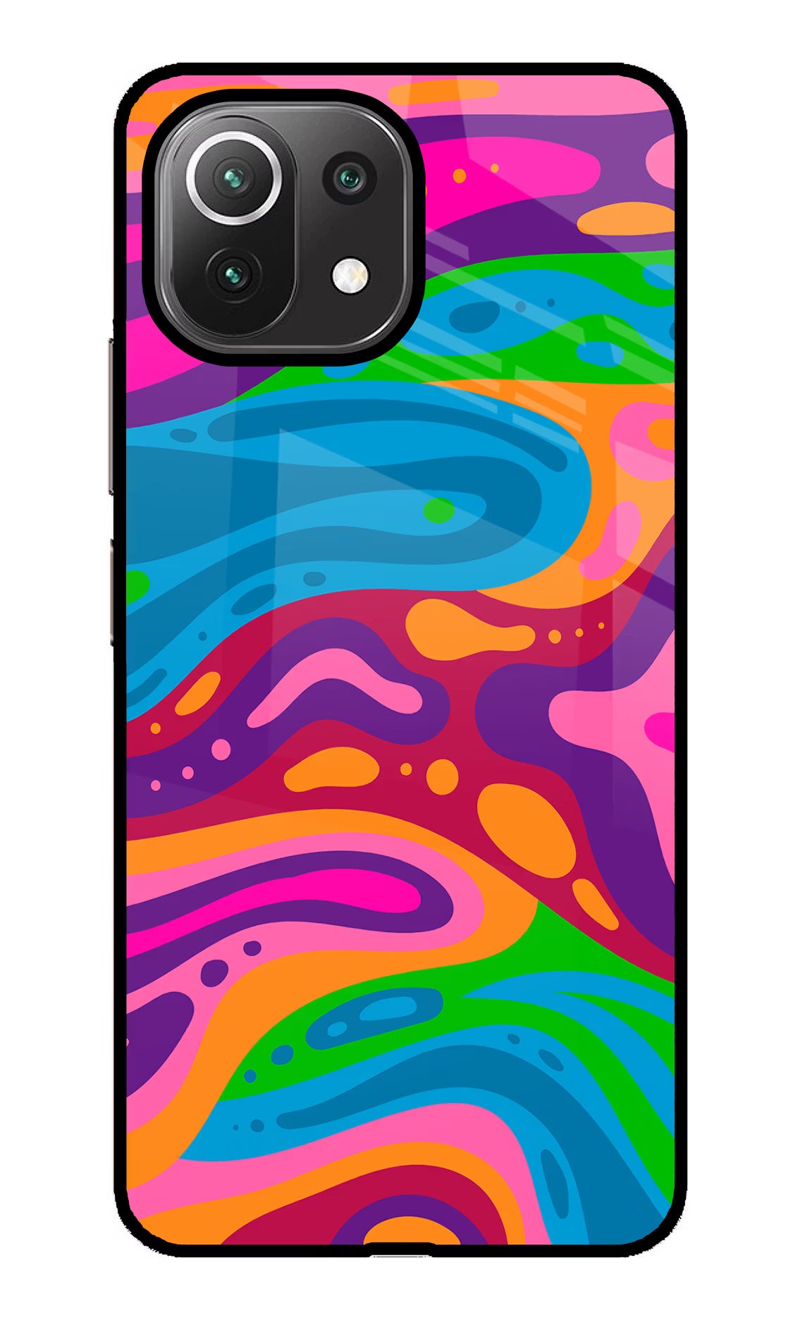 Trippy Pattern Mi 11 Lite Glass Case Back Cover by Casekaro