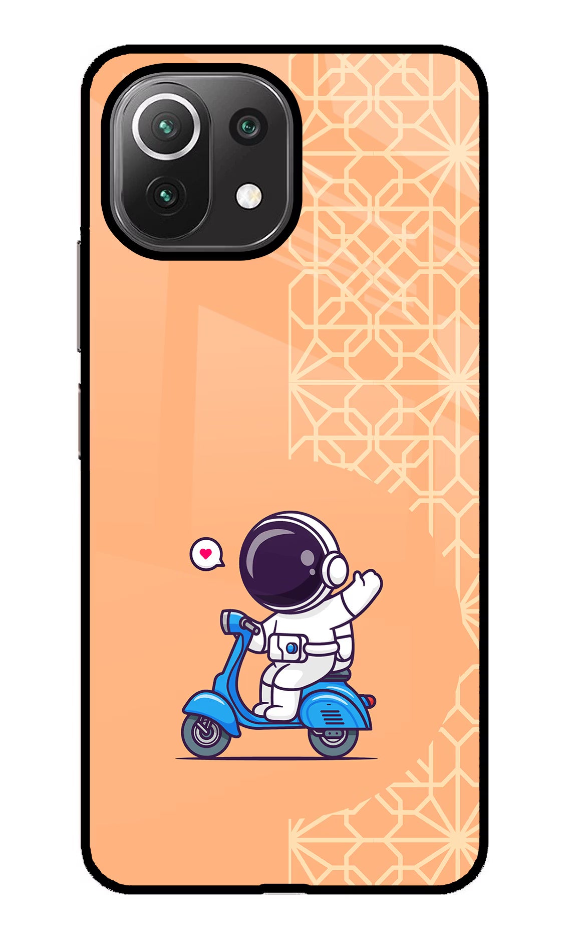 Cute Astronaut Riding Mi 11 Lite Glass Case Back Cover by Casekaro
