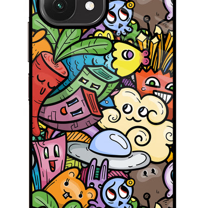 Veggie Doodle Mi 11 Lite Glass Case Back Cover by Casekaro