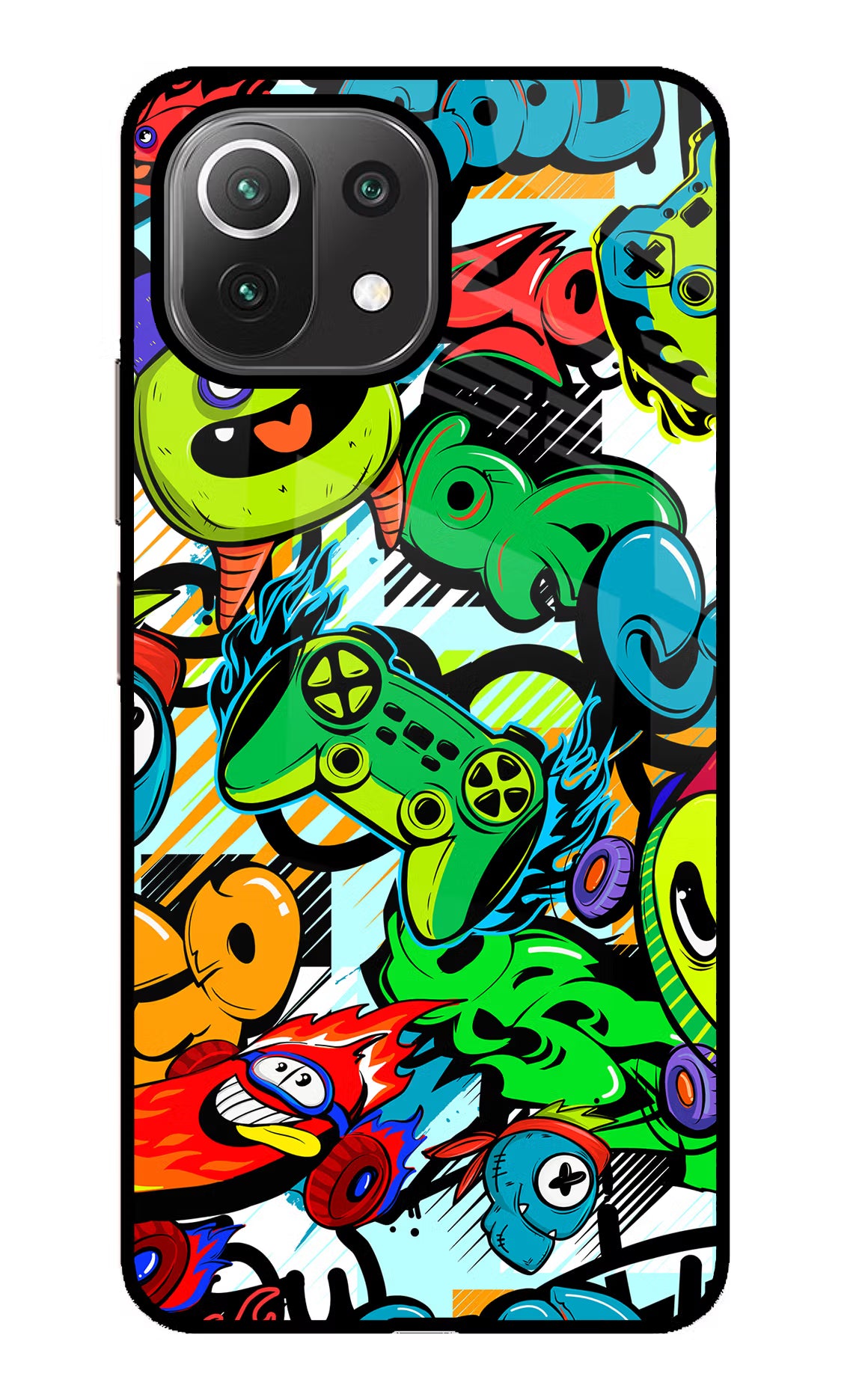 Game Doodle Mi 11 Lite Glass Case Back Cover by Casekaro