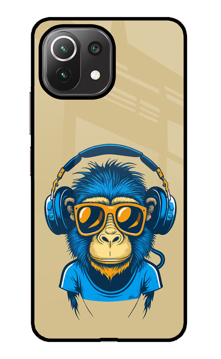 Monkey Headphone Mi 11 Lite Back Cover, Glass case