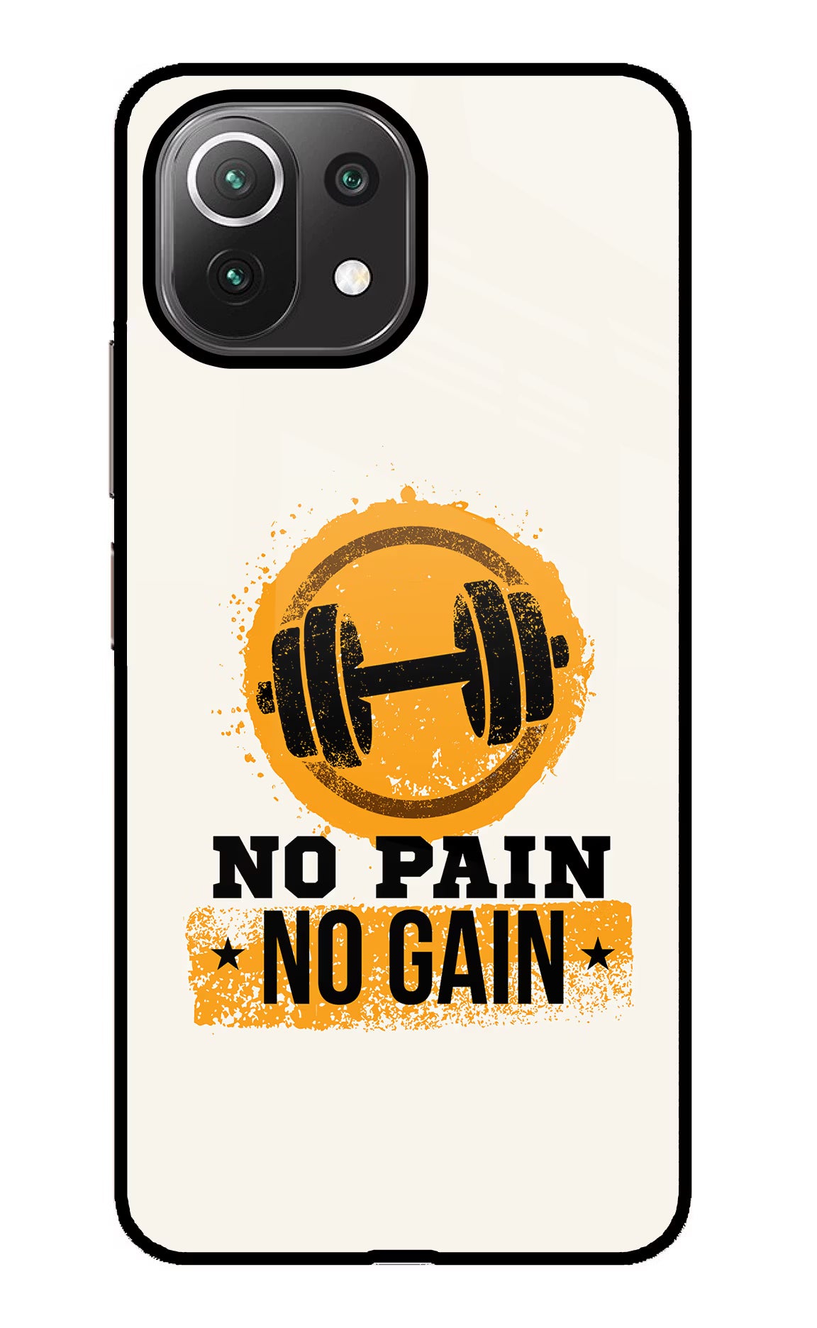 No Pain No Gain Mi 11 Lite Glass Case Back Cover by Casekaro