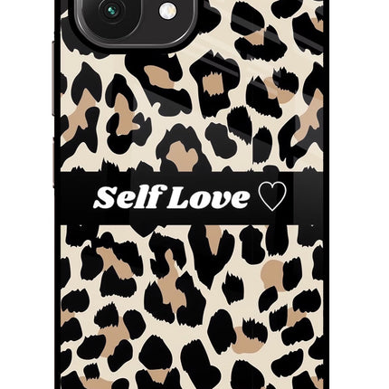 Leopard Print Self Love Mi 11 Lite Glass Case Back Cover by Casekaro