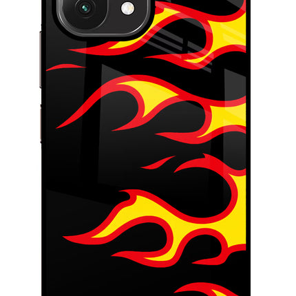 Side Sweep Flames Mi 11 Lite Glass Case Back Cover by Casekaro