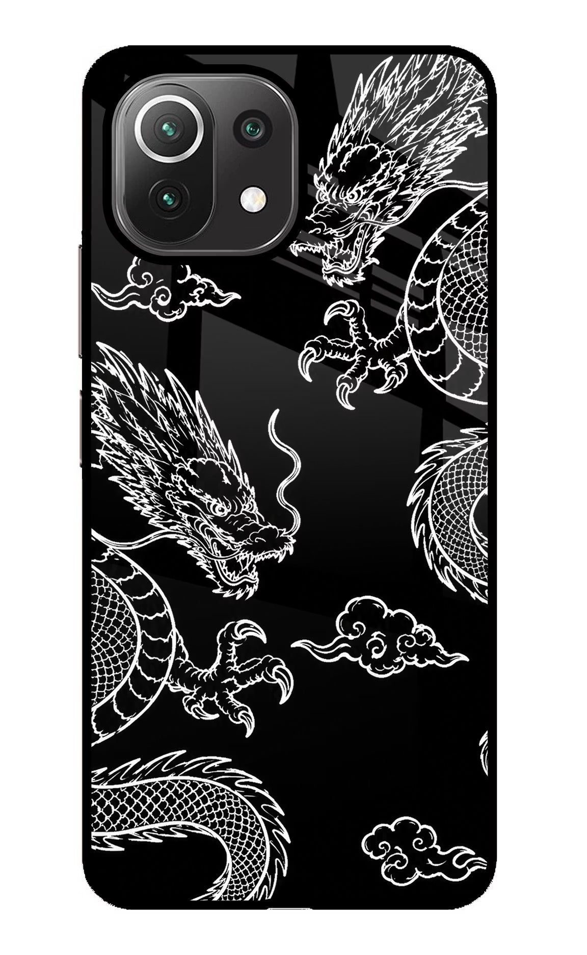 Twin Dragons Mi 11 Lite Glass Case Back Cover by Casekaro