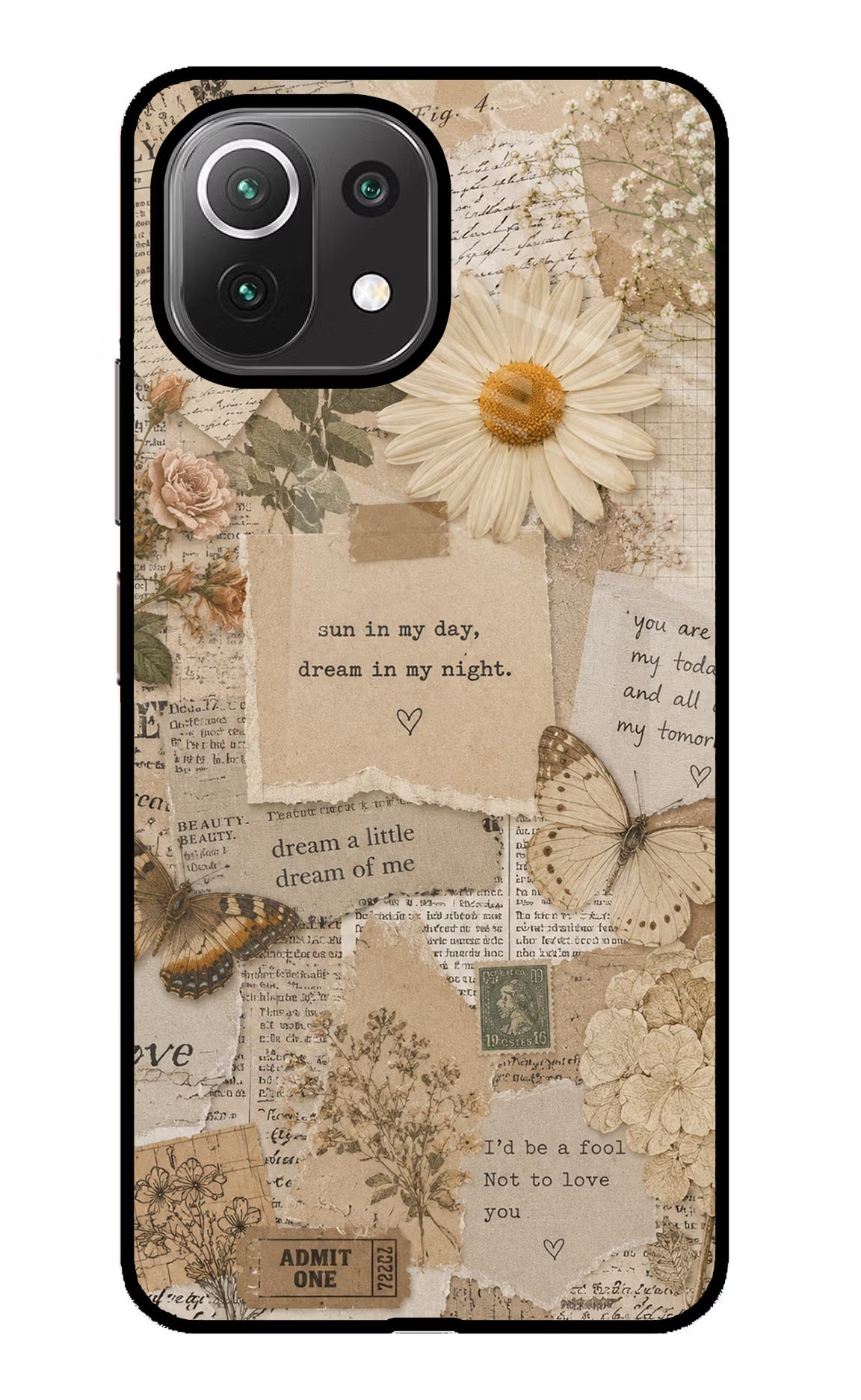 Vintage case Mi 11 Lite Glass Case Back Cover by Casekaro