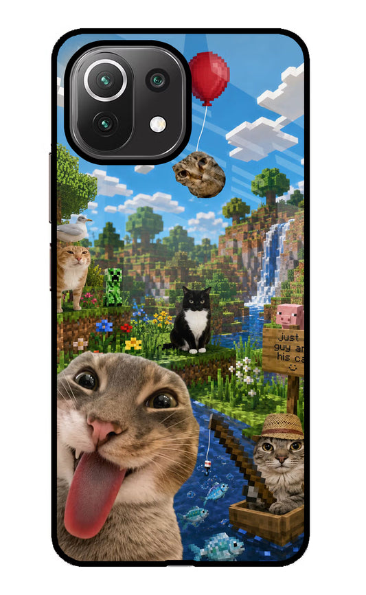 Minecraft Cat Chaos Mi 11 Lite Glass Case