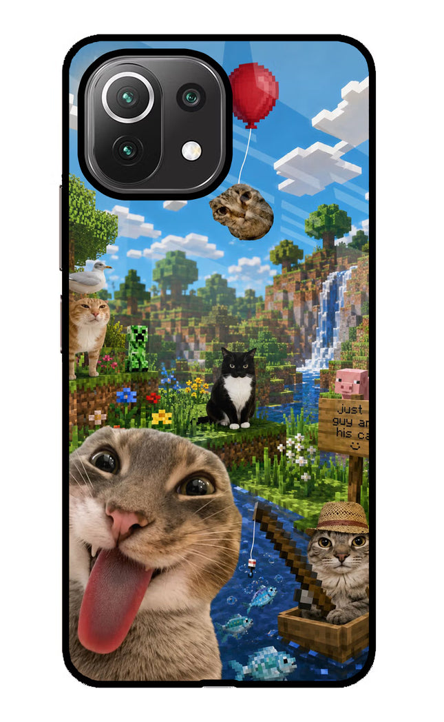 Minecraft Cat Chaos Mi 11 Lite Glass Case