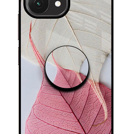 White Pink Leaf Mi 11 Lite Glass Case