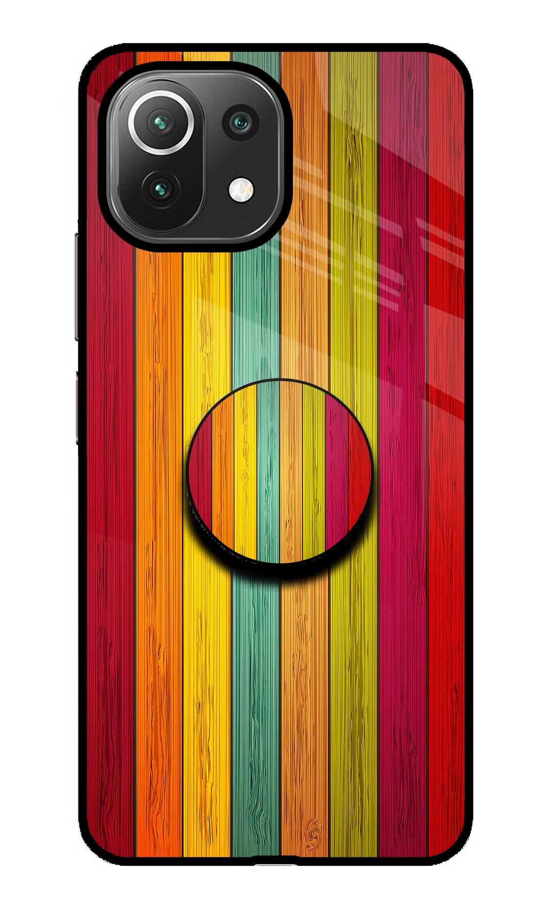 Multicolor Wooden Mi 11 Lite Pop Case by Casekaro