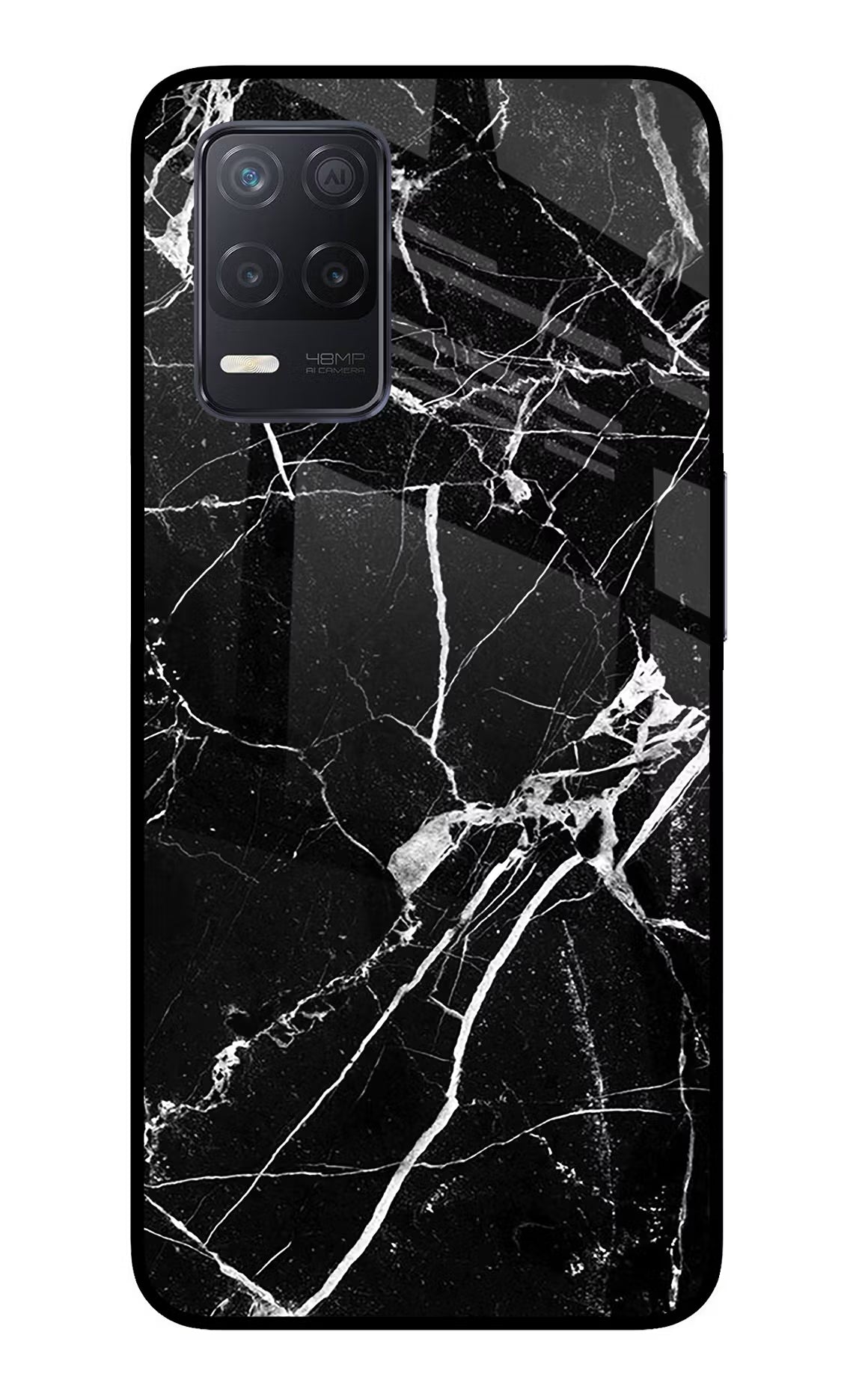 Black Marble Pattern Realme 8 5G/8s 5G Glass Case Back Cover by Casekaro