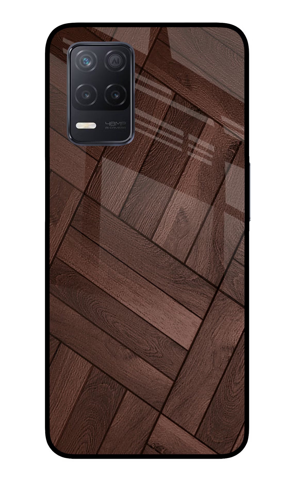 Wooden Texture Design Realme 8 5G/8s 5G Glass Case Back Cover by Casekaro