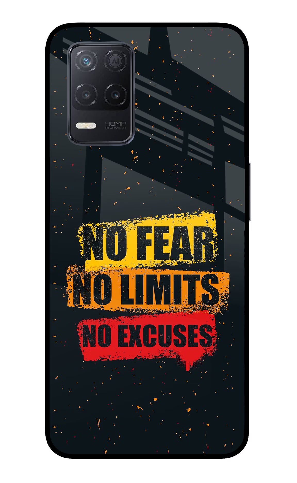 No Fear No Limits No Excuse Realme 8 5G/8s 5G Glass Case Back Cover by Casekaro
