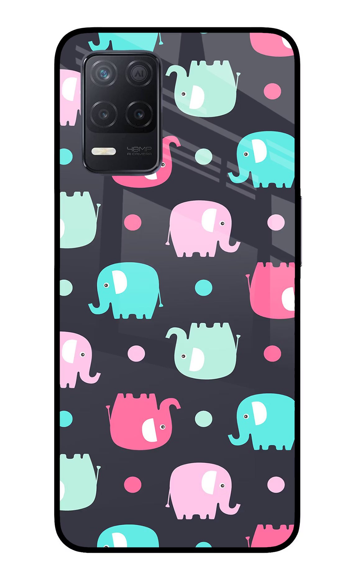 Elephants Realme 8 5G/8s 5G Glass Case Back Cover by Casekaro