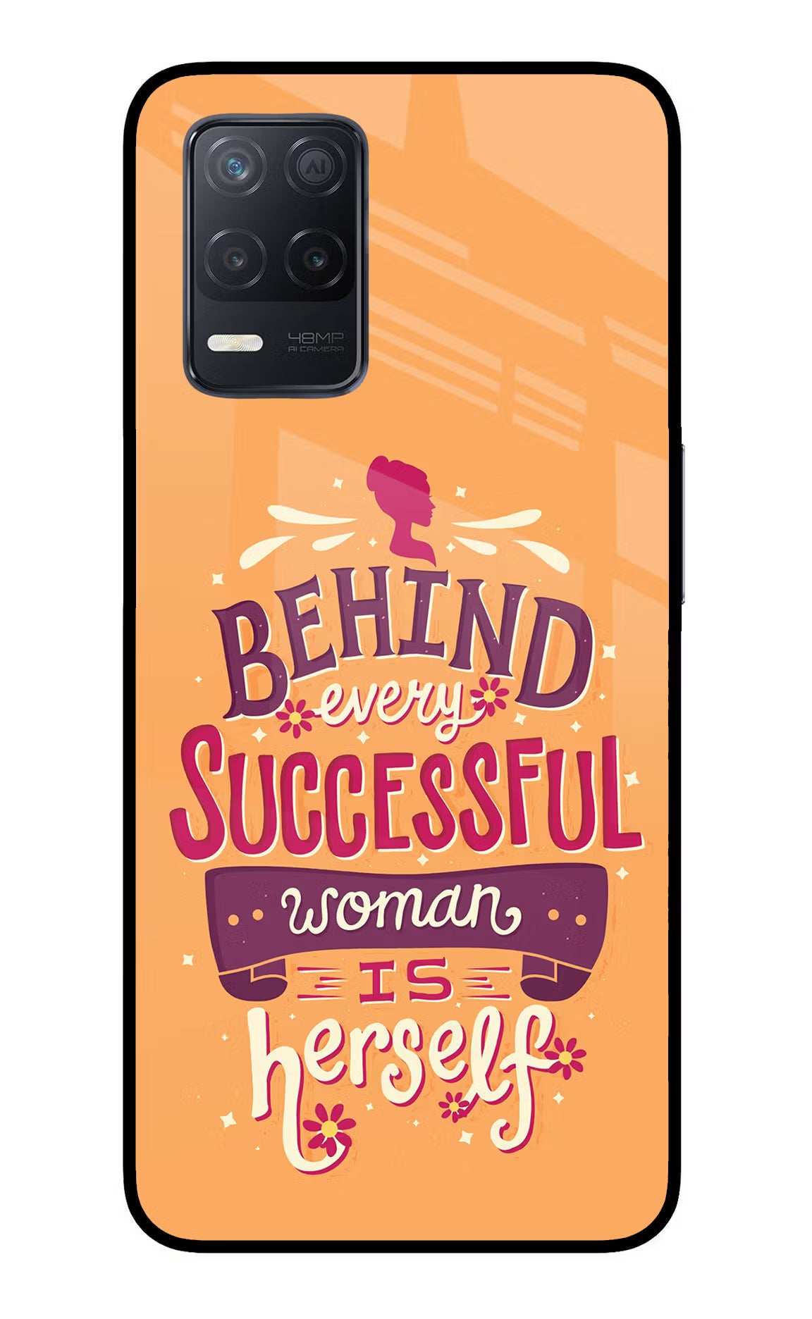 Behind Every Successful Woman There Is Herself Realme 8 5G/8s 5G Glass Case Back Cover by Casekaro
