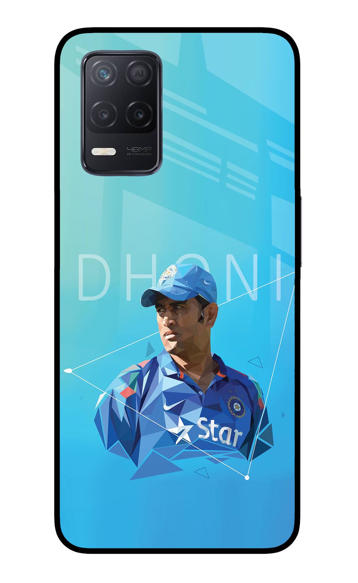 Dhoni Artwork Realme 8 5G/8s 5G Glass Case Back Cover by Casekaro