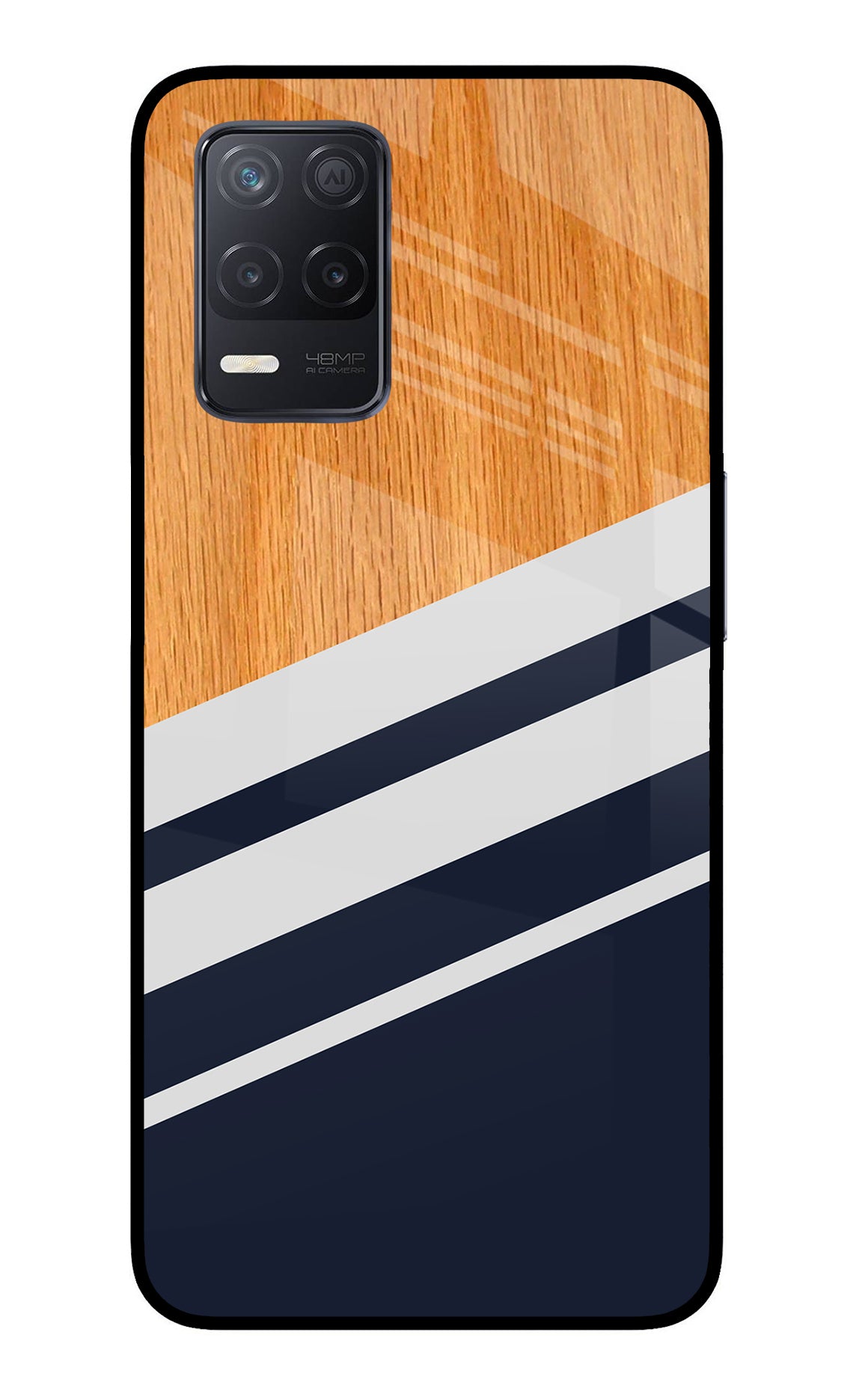 Blue and white wooden Realme 8 5G/8s 5G Glass Case