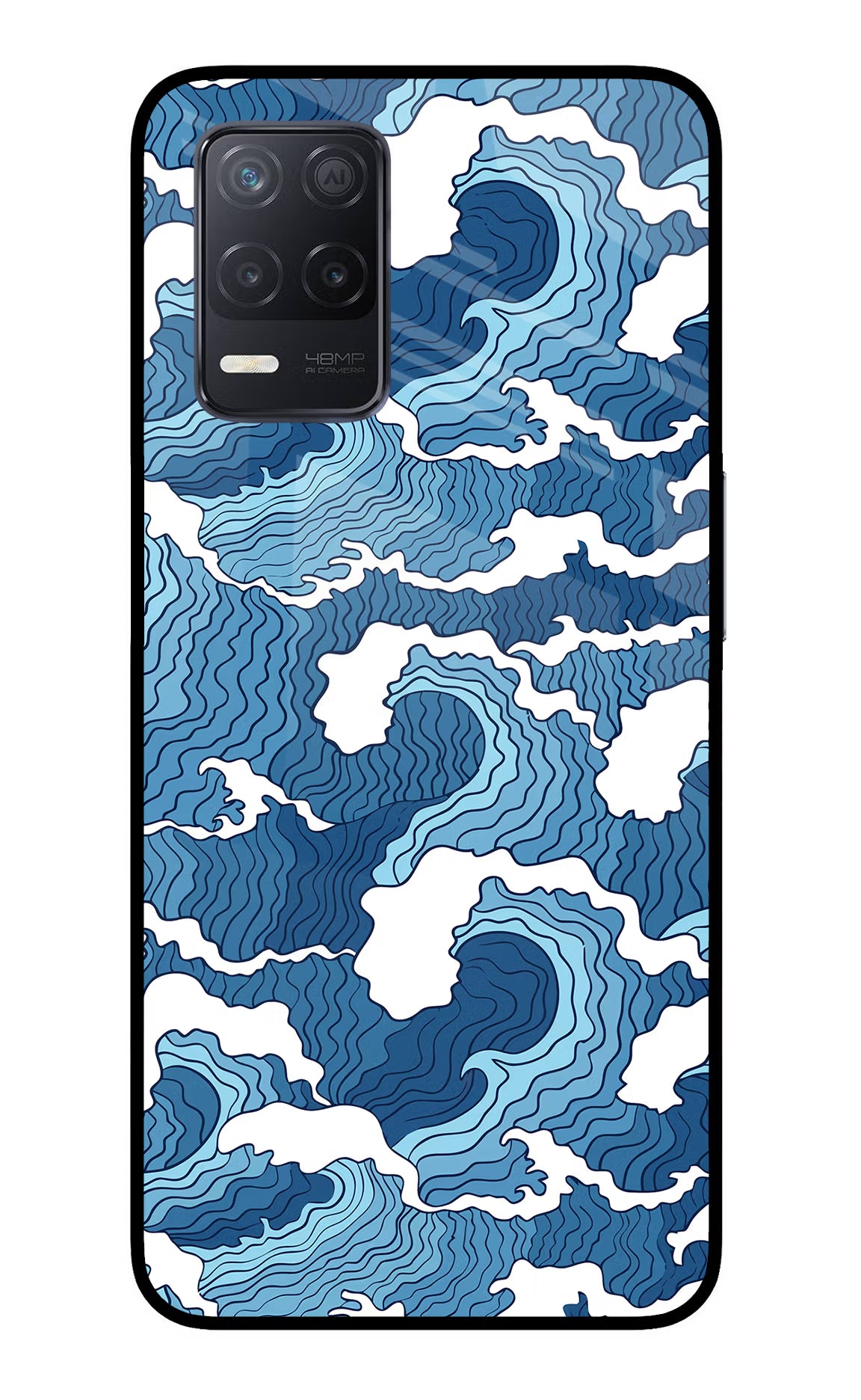 Blue Waves Realme 8 5G/8s 5G Glass Case Back Cover by Casekaro