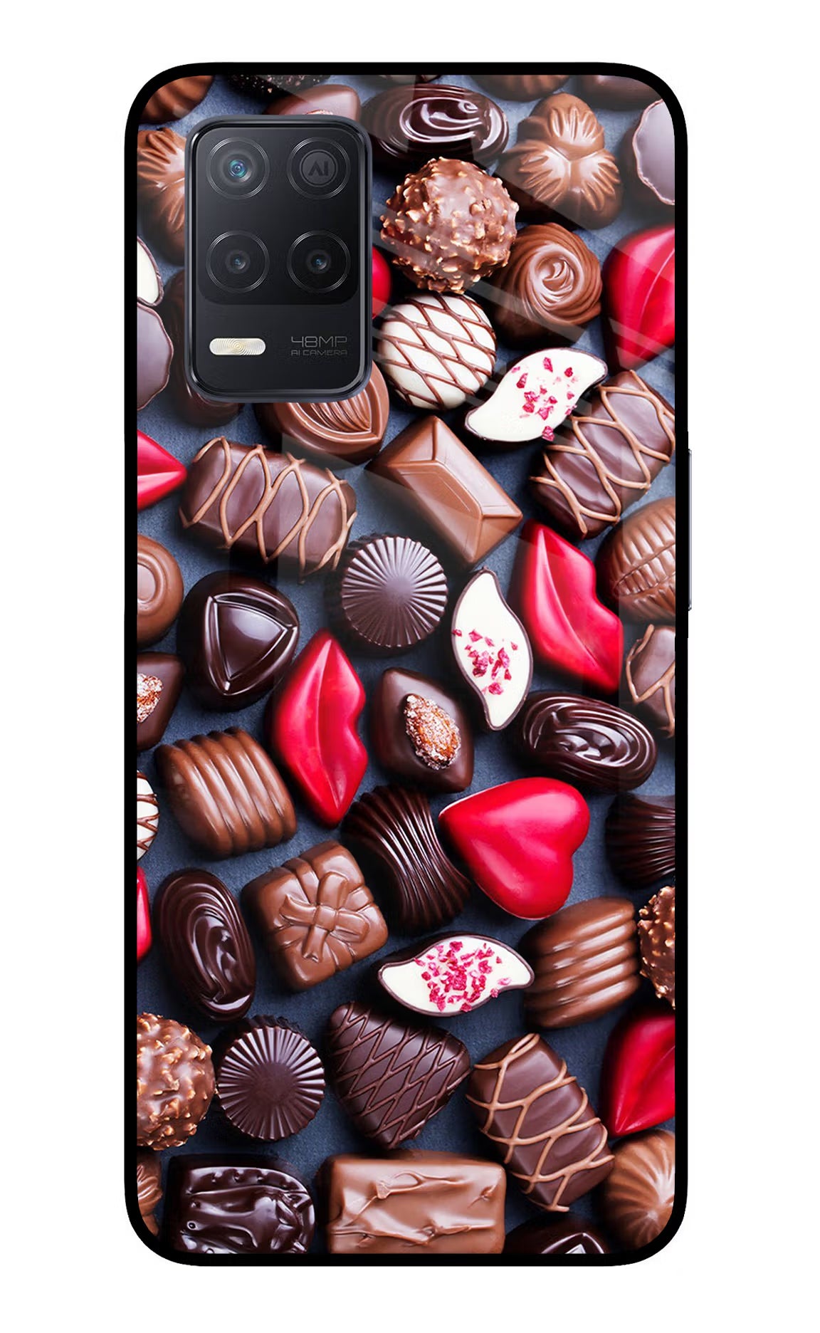 Chocolates Realme 8 5G/8s 5G Glass Case Back Cover by Casekaro