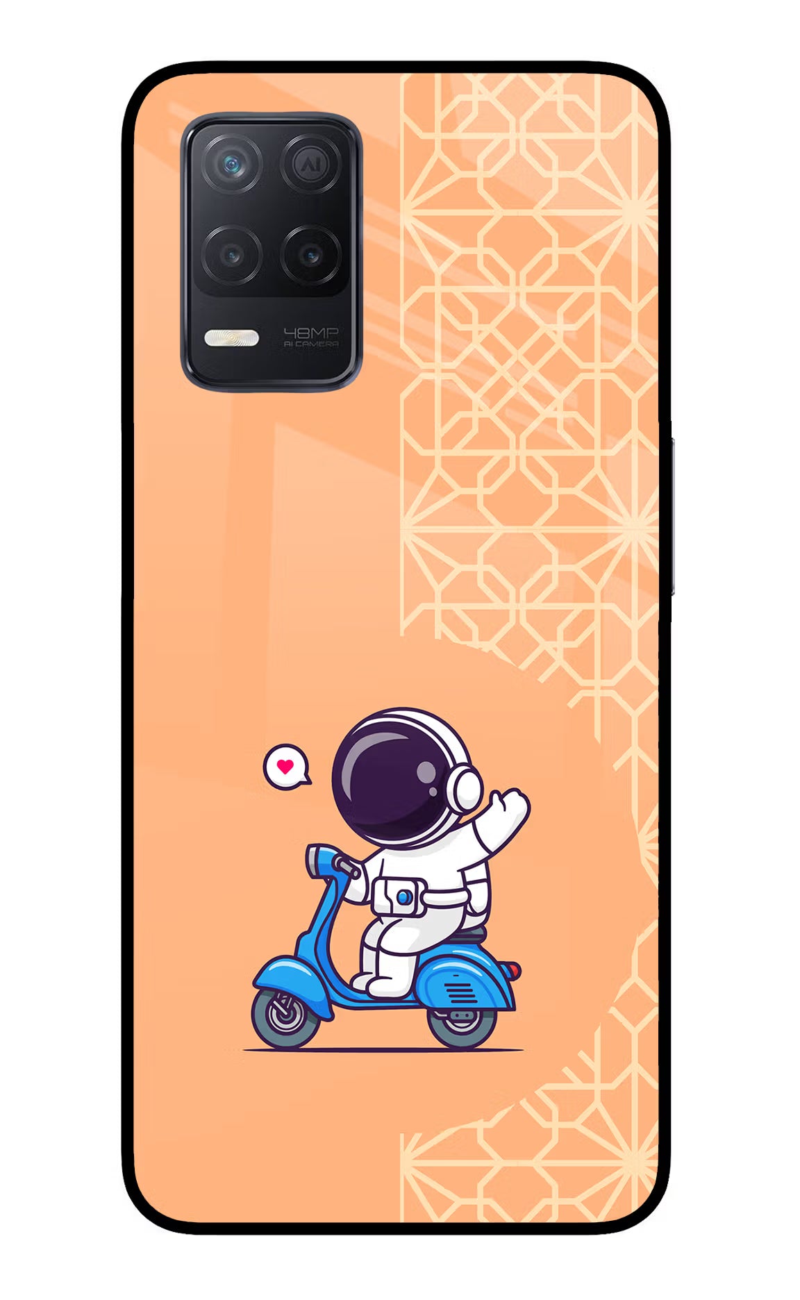 Cute Astronaut Riding Realme 8 5G/8s 5G Glass Case Back Cover by Casekaro