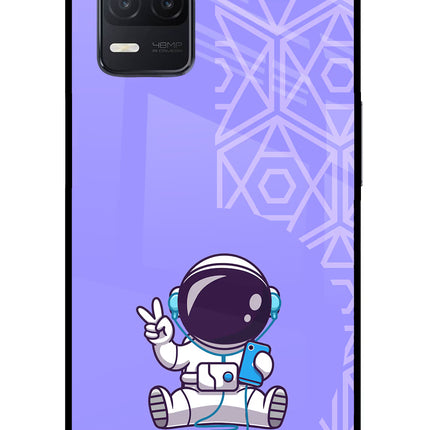 Cute Astronaut Chilling Realme 8 5G/8s 5G Glass Case Back Cover by Casekaro